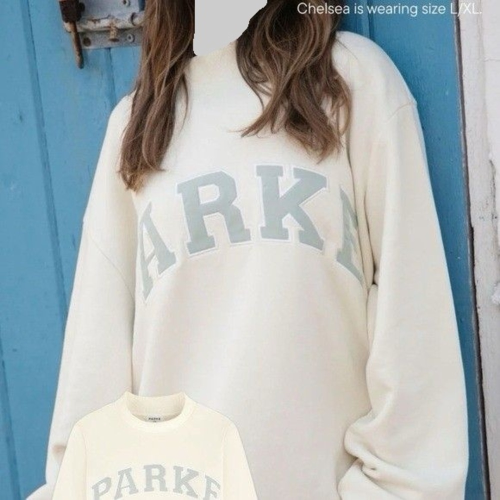 PARKE Bridal Mockneck Sweatshirt Cream And Something Blue Letters S/M Heritage